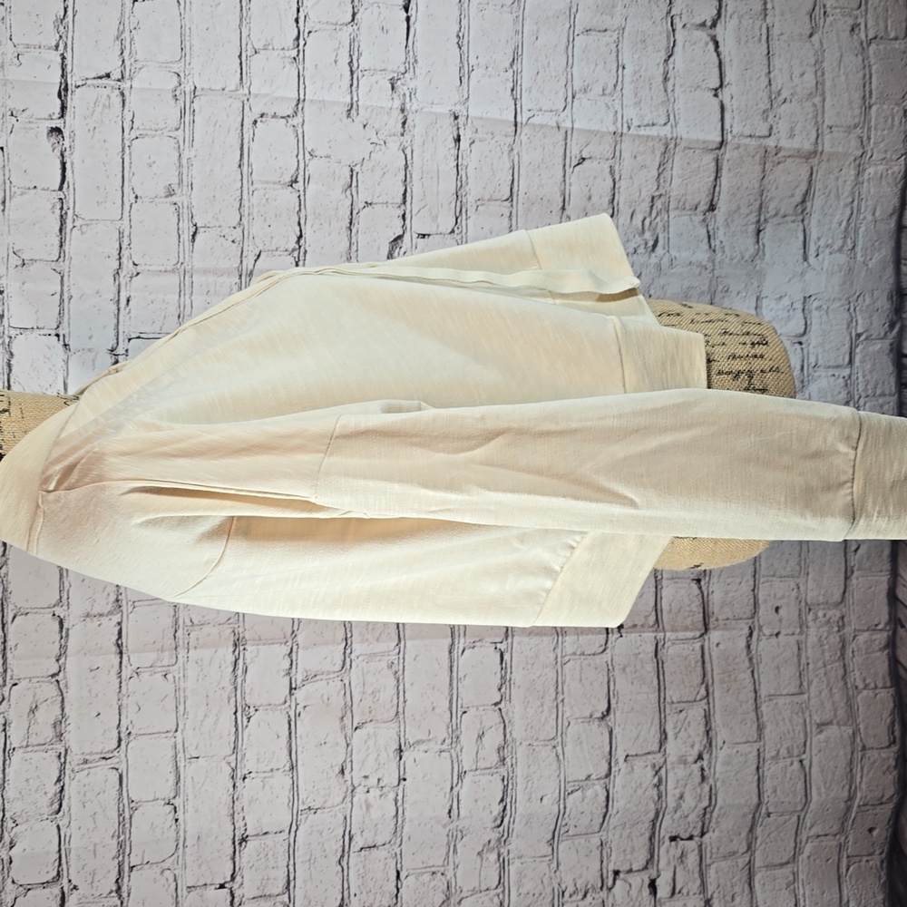 Gabrielle Union Cream Lace--Up Cropped Long Sleeve Top Size L - Picture 3 of 9